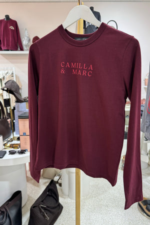 C&M Camilla & Marc Era Long Sleeve Graphic Tee | Burgandy