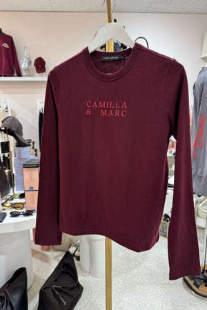 C&M Camilla & Marc Era Long Sleeve Graphic Tee | Burgandy