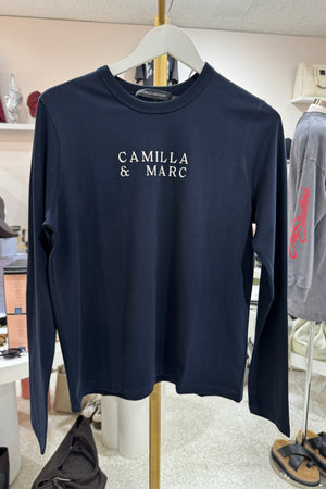 C&M Camilla & Marc Era Long Sleeve Graphic Tee | Navy/White