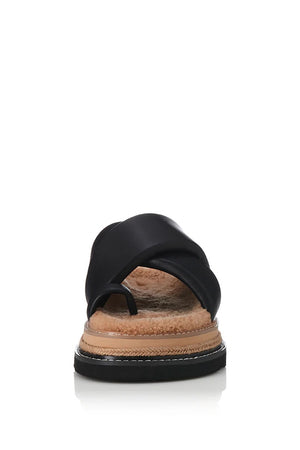 Alias Mae Venga Platform Slide | Black Leather/Shearling
