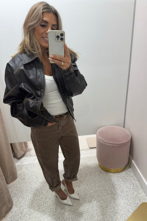 Chosen By Fifi & Annie The Tonia Relaxed Cropped Denim Jean | Latte Corduroy || NEW COLOUR