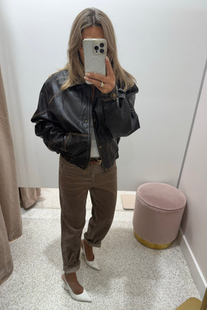 Chosen By Fifi & Annie The Tonia Relaxed Cropped Denim Jean | Latte Corduroy || NEW COLOUR