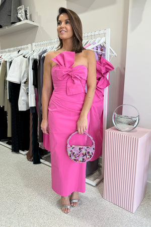 Shona Joy Campbell Knot Midi Dress | Vivid Pink