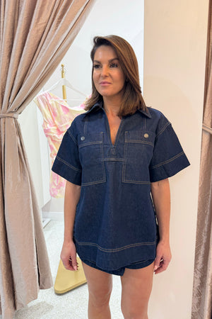 Shona Joy Rita Pullover Top | Deep Indigo