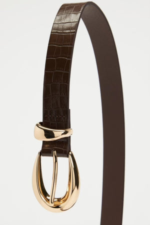 Petit Moments Marisa Belt | Brown Croc/Gold