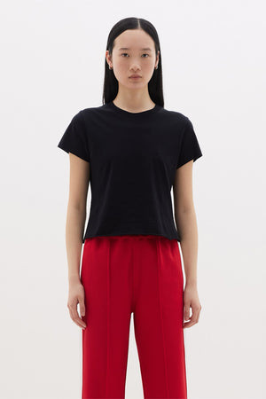 Bassike Dye Raw Edge Baby Tee | Black