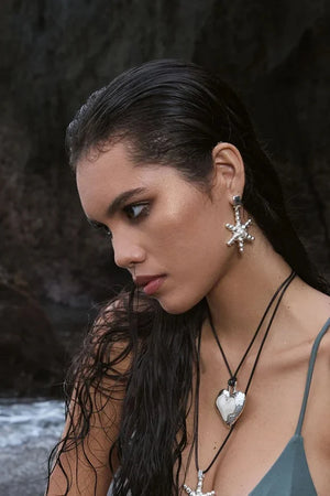 Mountain & Moon Thea Earrings | Silver Pearl