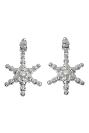 Mountain & Moon Thea Earrings | Silver Pearl