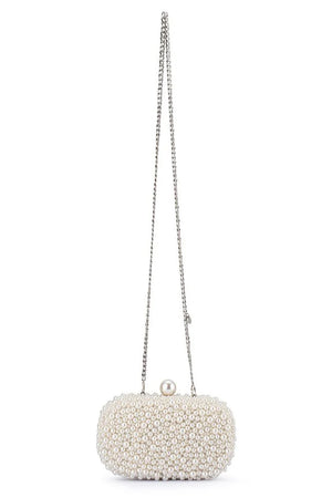 Olga Berg The Valentina Pearl Clutch Bag | Pearl/Silver