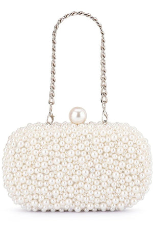 Olga Berg The Valentina Pearl Clutch Bag | Pearl/Silver