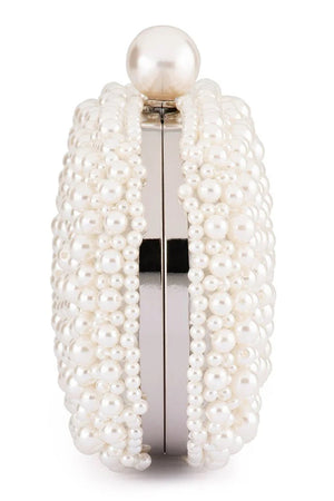Olga Berg The Valentina Pearl Clutch Bag | Pearl/Silver