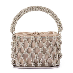 Olga Berg The Amelia Crystal Cage Bag | Natural