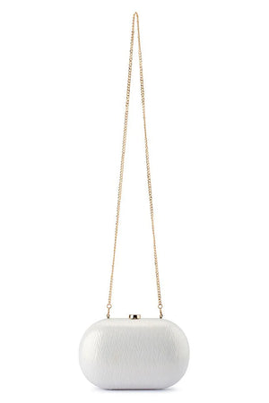 Olga Berg The Izza Oval Clutch Bag | Pearl