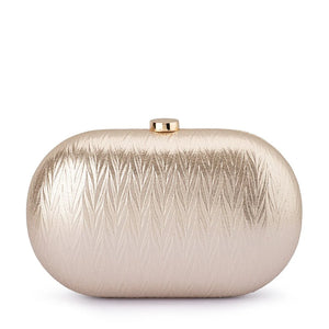 Olga Berg The Izza Oval Clutch Bag | Gold
