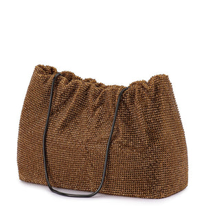 Olga Berg The Jessie Crystal Mesh Pouch | Bronze