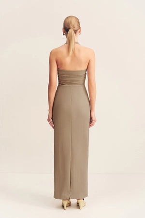 Shona Joy Lani Draped Halter Maxi Dress | Pebble