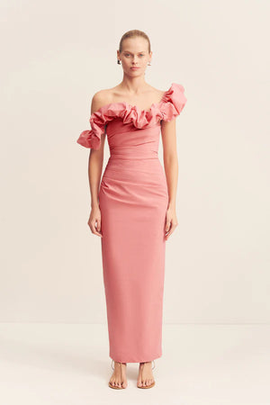Shona Joy Campbell Ruffle Draped Maxi Dress | Bubblegum