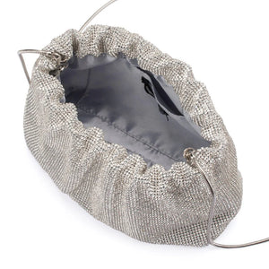 Olga Berg The Jessie Crystal Mesh Pouch | Silver