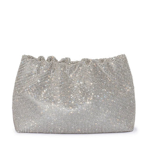 Olga Berg The Jessie Crystal Mesh Pouch | Silver