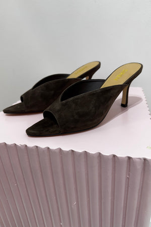 Siren Mabel Point Toe Mules | Chocolate Brown Suede