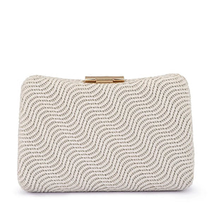 Olga Berg The Lindy Woven Clutch | White
