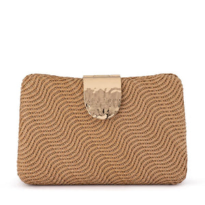 Olga Berg The Lindy Woven Clutch | Natural