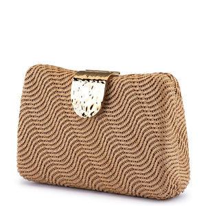 Olga Berg The Lindy Woven Clutch | Natural