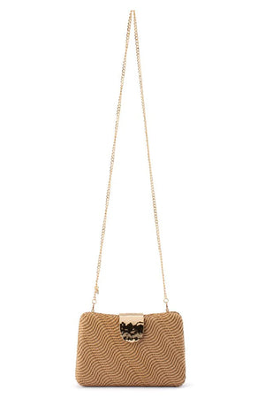 Olga Berg The Lindy Woven Clutch | Natural