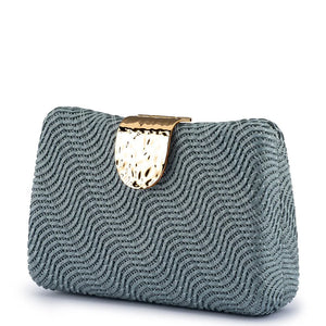 Olga Berg The Lindy Woven Clutch | Blue