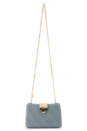 Olga Berg The Lindy Woven Clutch | Blue