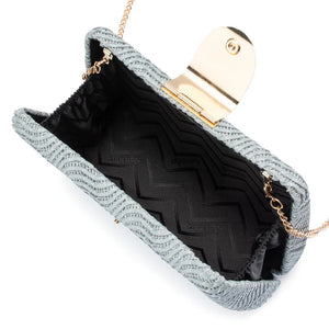 Olga Berg The Lindy Woven Clutch | Blue