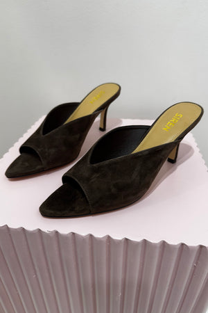 Siren Mabel Point Toe Mules | Chocolate Brown Suede