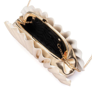 Olga Berg The Hollie Pleated Clutch Bag | Gold