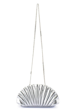 Olga Berg The Hollie Pleated Clutch Bag | Silver