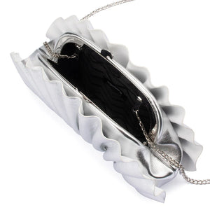 Olga Berg The Hollie Pleated Clutch Bag | Silver
