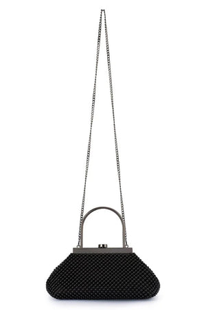Olga Berg The Mimi Ball Mesh Frame Bag | Black