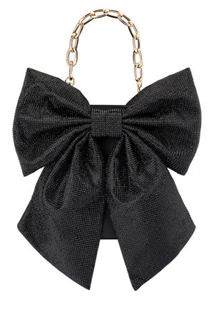 Olga Berg The Drew Crystal Bow Bag | Black