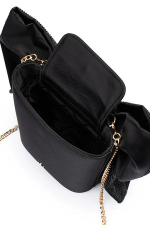 Olga Berg The Drew Crystal Bow Bag | Black