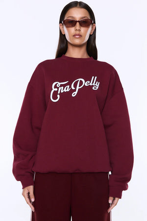 Ena Pelly Mila Oversized Sweater | Burgundy