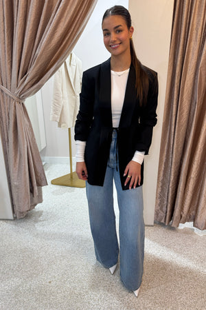 Shona Joy Benji Tuxedo Tie Blazer | Black