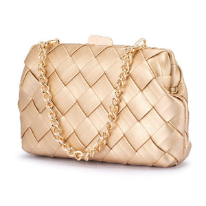 Olga Berg The Quinn Woven Clutch | Gold