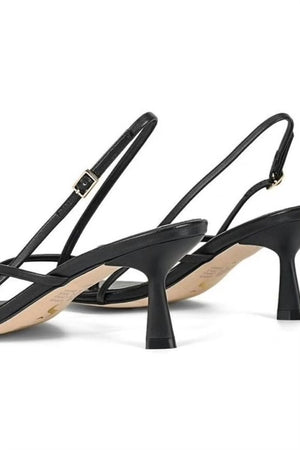 Siren Santorini Strappy Thong Heel | Black Leather