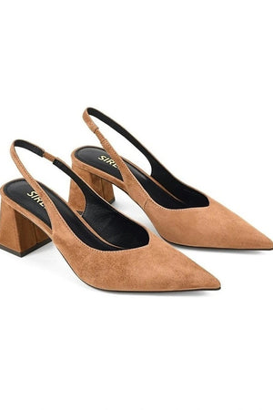 Siren Yankee Slingback Block Heel | Camel Tan Suede