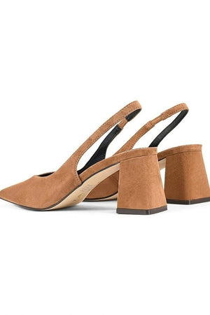 Siren Yankee Slingback Block Heel | Camel Tan Suede