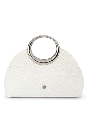 Olga Berg The Charlotte Woven Top Handle Clutch Bag | White