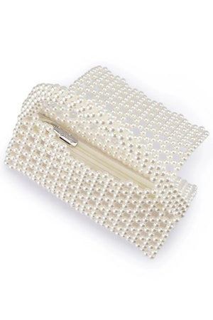 Olg Berg Amrita Bead Top Hande Bag | Pearl