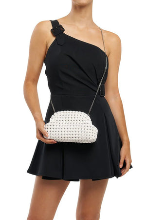 Olga Berg Everly Hand Woven Clutch | White