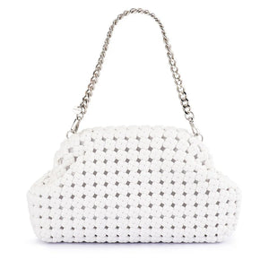 Olga Berg Everly Hand Woven Clutch | White
