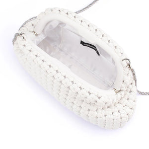 Olga Berg Everly Hand Woven Clutch | White