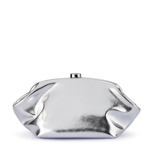 Olga Berg The Tally Metallic Clutch Bag | Silver